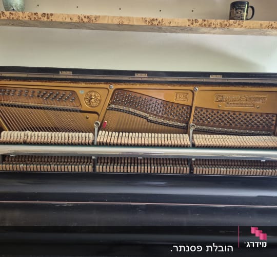 פנים של פסנתר עם מיתרים ופטישים